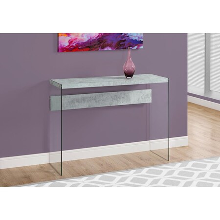 Gfancy Fixtures 32 in. Grey Cement Particle Board & Clear Tempered Glass Accent Table GF3668727